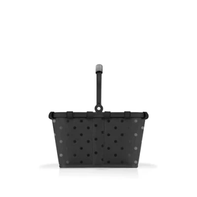Abbildung von reisenthel carrybag XS Glossy dots Black Kleiner Stabiler Korb im Format Variante der Einkaufsikone praktische Innentasche Elegantes, wasserabweisendes Design