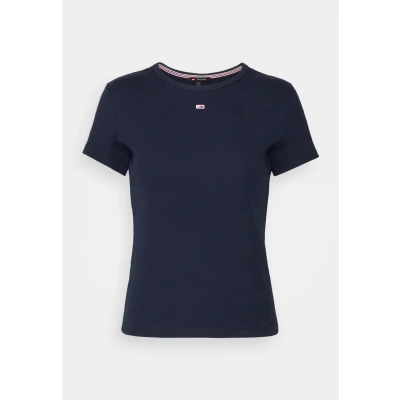 Abbildung von Tommy Jeans SLIM Essential Tshirt basic, Damen, Größe: 34, Dark night navy