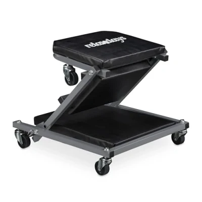 Abbildung von Relaxdays Rollbrett Werkstatt, 150 kg, 2in1 Rollsitz &amp; Werkstattliege, klappbar, 360 drehbar, Auto, Stahl, schwarz/grau