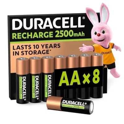 Abbildung von Duracell Akku AA, wiederaufladbare Batterien 8 Stück, Unsere Nr. 1 längste Haltbarkeit pro Aufladung, vorgeladen [Amazon exclusive]