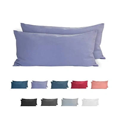 Abbildung von Komfortec 100% Baumwolle Kissenbezüge 2er Set 40x80 cm, Superweicher Premium Jersey Kopfkissenbezug 150 g/m², Kissenhülle, Lila