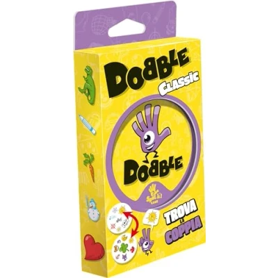 Abbildung von Asmodee: Dobble Classic Blister Eco, Mini Version, lustiges Kartenspiel für die ganze Familie, 5 Spiele, 2 8 Spieler, 6+ Jahre, italienische Ausgabe