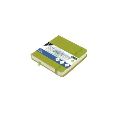 Abbildung von Kangaro Art Skizzenbuch 12x12cm Lime Green PU Hardcover 80 Blatt 140 Gramm cremefarbenes Papier mit Gummiband und Band