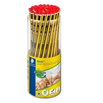 Abbildung von STAEDTLER Bleistift Noris 120, Made from Upcycled Wood, Rutschfeste Soft Oberfläche, hohe Buchfestigkeit, Qualität in Germany, 50 Stück Köcherpackung, Härtegrad HB, 120 KP50