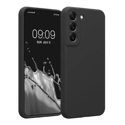 Abbildung von kwmobile Handyhülle kompatibel mit Samsung Galaxy S22 Hülle gummierte Handy Case aus Silikon in Dunkelgrau
