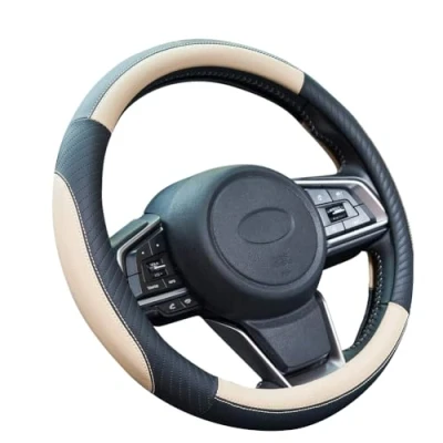 Abbildung von ZATOOTO Lenkradbezug Auto, Leder, 37 38cm, Anti Rutsch, Universal, Beige