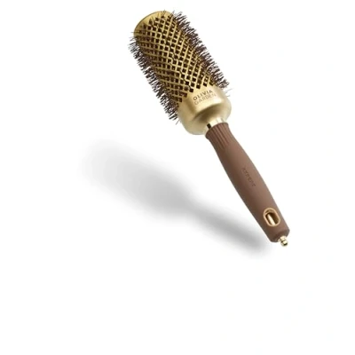 Abbildung von Olivia Garden Expert Blowout Shine Gold &amp; Braun 45 Runde, antistatische Keramikbürste für glänzende und frizzfreie Blowouts