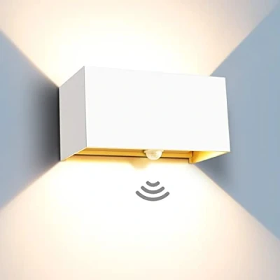 Abbildung von Kingwen 20W LED Wandleuchten mit Bewegungsmelder Weiß Wandlampe Innen 3000K Aussenlampe Warmweiss Wandleuchte Rechteckig Verstellbar Abstrahlwinkel Aussen IP65.