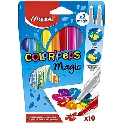 Abbildung von Maped Filzstifte, Fasermaler COLOR&#039;PEPS MAGIC abgeschrägte, weiche Spitze x10 Stifte + 2 magische Filzstifte