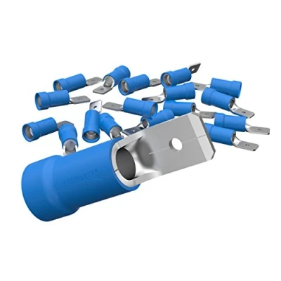 Abbildung von AUPROTEC 10x Flachstecker 1,5 2,5 mm² blau/Steckbreite 4,8 mm Teilisoliert PVC männlicher Steckverbinder MDD Kabel Verbinder aus Messing verzinnt