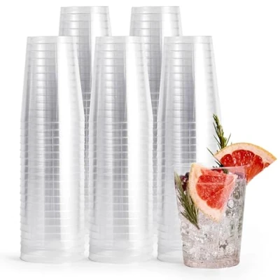 Abbildung von MATANA 50 Premium Plastikbecher, Partybecher, Trinkbecher (285ml / 10oz) Hartplastik Becher, Kunststoffbecher, Mehrwegbecher, Cocktailgläser, Plastikgläser für Hochzeiten &amp; Partys