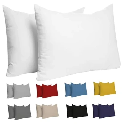 Abbildung von Kissenbezug 50 x 70 cm (Set mit 2) 100% Jersey Baumwolle 150 g/qm Kissenbezüge Weiß Für Kissen Kissenhülle Resistent und Hypoallergen Dreamzie