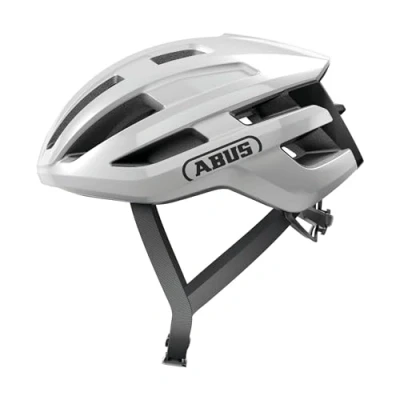 Abbildung von ABUS Rennradhelm PowerDome leichter Fahrradhelm mit cleverem Belüftungssystem und aerodynamischem Profil Made in Italy für Damen Herren Weiß Glänzend, Größe L