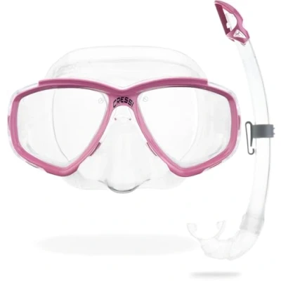 Abbildung von Cressi Perla Unisex Erwachsene Schnorchelset Maske + Schnorchel Mexico, Transparent/Rosa, Einheitsgröße