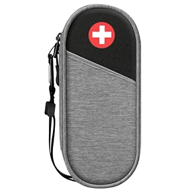 Abbildung von SITHON EpiPen Medical Tragetasche, tragbare Notfalltasche Isolierte Medikament Tasche Organizer für 2 EpiPens, Asthma Inhalator, Anti Histamin, Auvi Q, Allergy Medicine Essentials, (ZB Grau/Schwarz)