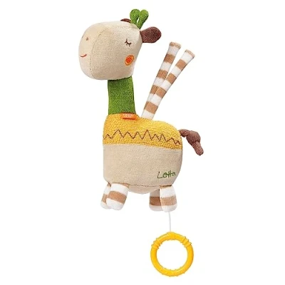 Abbildung von Fehn Spieluhr Baby Einschlafhilfe Giraffe Kuscheltier mit Befestigung Melodie &quot;Schlaf Kindlein schlaf&quot; Babyspielzeug für Unterwegs &amp; Zuhause Musikspielzeug Babys Kinder