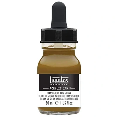 Abbildung von Liquitex 4260332 flüssige Professional Acrylfarben Ink, Tusche, 30 ml, hochpigmentierte Airbrushfarbe, siena natur transparent