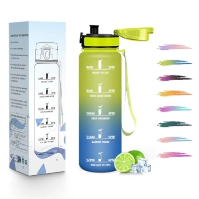 Abbildung von HoneyHolly Trinkflasche Kinder 500ML, Wiederverwendbar Mit Zeitskala, Wasserflasche, Auslaufsicher Sportflasche, Sport für Laufen, Radfahren, Arbeiten, Schule, Fitnessstudio