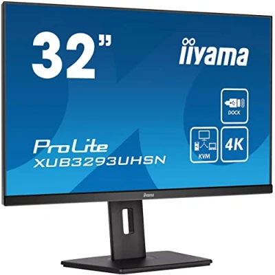 Abbildung von iiyama Prolite XUB3293UHSN B5 80cm 31,5&quot; IPS LED Monitor 4K UHD HDMI DP USB3.0 USB C 65W LAN KVM Switch Slim Line Höhenverstellung schwarz