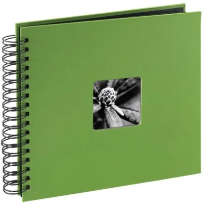 Abbildung von Hama Fotoalbum 28x24 cm (Spiral Album mit 50 schwarzen Seiten, Fotobuch Pergamin Trennblättern, zum Einkleben und Selbstgestalten) grün