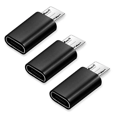 Abbildung von JBSTK USB C auf Micro Adapter [ 3 Stücke ] Type Female Male Schellladung (Schwarz)