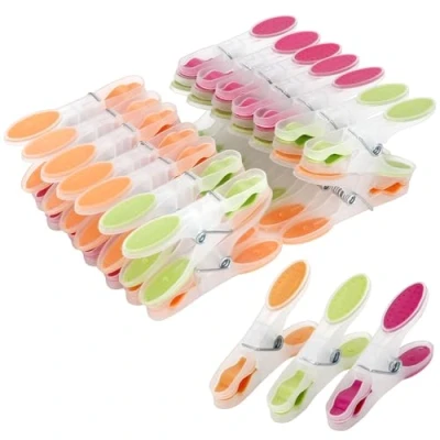 Abbildung von Romon Wäscheklammern, 30 Stück Bunte Wäscheklammern Handtuchklammern Clips Sockenklammern aus stabilem Kunststoff mit Soft Grip Bereich für Unterwäsche Hosen T Shirts Socke Handtuch