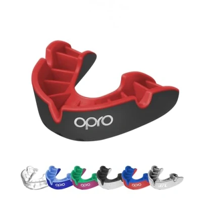 Abbildung von OPRO Silver Level Erwachsene und Kinder Sport Mundschutz mit Etui, revolutionärer Anpassungstechnologie für Hockey, Lacrosse, Rugby, MMA, Boxen BJJ (Schwarz/Rot, Jugendliche)