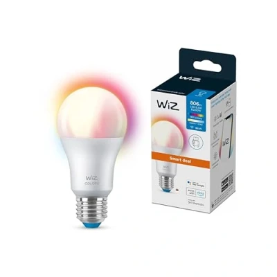 Abbildung von WiZ Tunable White and Color LED Lampe E27 (806 lm), 60 W mit 16 Mio. Farben oder warm bis kaltweißem dimmbarem Licht, smarte Lichtsteuerung über WLAN per Stimme/App