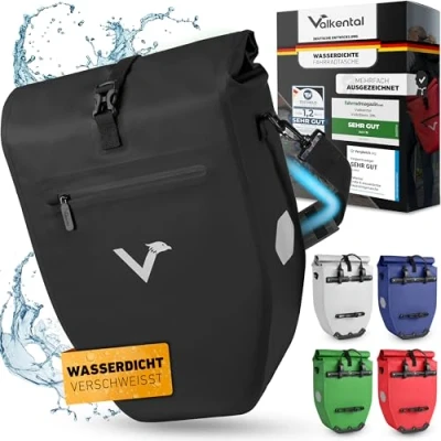 Abbildung von Valkental Große &amp; wasserdichte Gepäckträgertasche Fahrradtasche für Gepäckträger mit Reflektoren
