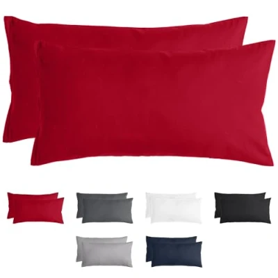 Abbildung von Komfortec Kissenbezug 40x80 cm 2er Set aus Gebürstet Mikrofaser mit Reißverschluss, Atmungskativ und Weich Rot