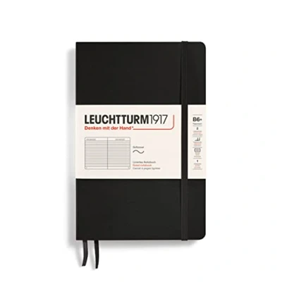 Abbildung von LEUCHTTURM1917 358288 Notizbuch Paperback (B6+), Softcover, 123 nummerierte Seiten, liniert, Schwarz
