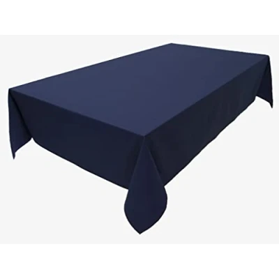 Abbildung von Hochwertige Tischdecke Tischwäsche aus 100% Baumwolle Kollektion Konzept, Farbe &amp; Größe wählbar (Tischdecke 150x260cm, Marineblau)