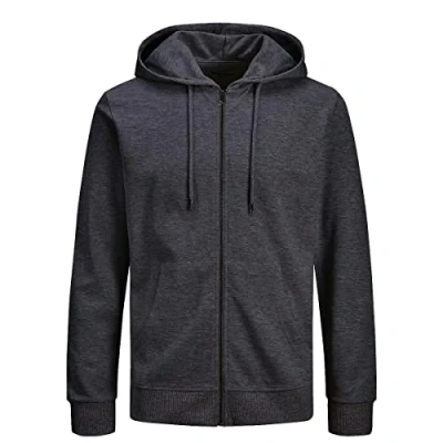Abbildung von JACK &amp; JONES Herren JJEBASIC Sweat Zip Hood, Dark Grey Melange/REG, 3XL