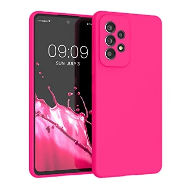 Abbildung von kwmobile Hülle kompatibel mit Samsung Galaxy A53 5G Silikon Handy Case Handyhülle weiche Oberfläche kabelloses Laden Neon Pink