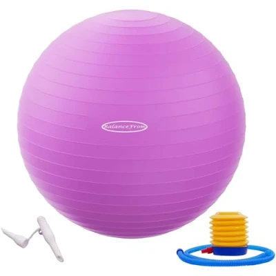 Abbildung von Fitvids Gymnastikball, Yoga Ball, Fitnessball, Geburtsball mit Schnellpumpe, 0,9 kg Kapazität, Lila, 55,9 cm, M