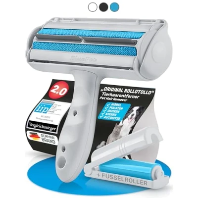 Abbildung von BluePet Original Tierhaarentferner inkl. Mini Fusselbürste für Kleidung Wiederverwendbare Fusselrolle Tierhaare, Katzenhaare, Hundehaare entfernen Abwaschbar, Wiederverwendbar Lint Remover