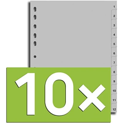 Abbildung von Durable Register für DIN A4, volldeckend (10er Pack grau, 1 12)