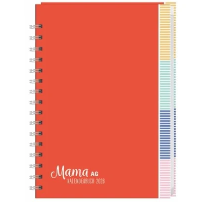 Abbildung von Mama AG Familienplaner Buch A5 2026: Roter Terminkalender mit 5 Spalten, Registerblätter und Schulferien. Buchkalender für die Familie. Familienkalender 2026. (Kalenderbücher Heye)