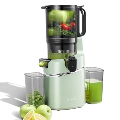 Abbildung von AMZCHEF Automatischer All in One Entsafter, 135MM Öffnung und 1,8L Entsafter für Gemüse Obst, 250W Slow Juicer Testsieger mit Dreifachem Filter Grün