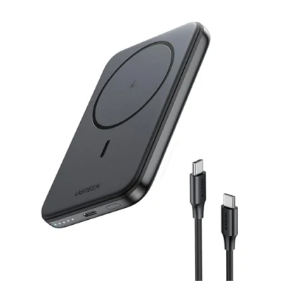 Abbildung von UGREEN Nexode Wireless Power Bank 5000mAh Magnetische Powerbank klein mit USB C Schnellladefunktion, Kabellose externer Akku Magnetic kompatibel iPhone 16 Pro Max/16 Pro/16/15 12(Schwarz)