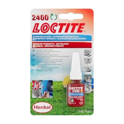 Abbildung von LOCTITE Schraubensicherung 2400, Schraubenkleber für das Sichern von Schrauben, mittelfestes Schraubensicherungsmittel alle Metall Gewindeverbindungen, kennzeichnungsfrei, 1x5ml