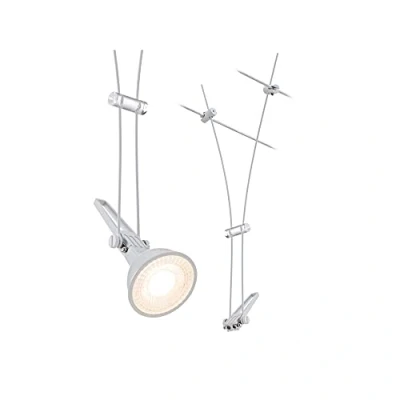 Abbildung von Paulmann 94488 CorDuo Seilsytem Einzelspot Comet DC 12V max. 50 Watt erweiterbar Weiß matt Drahtseil Metall GU5,3 Drahtseilsystem ohne Leuchtmittel