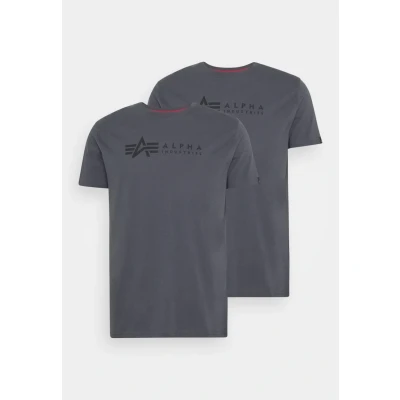 Abbildung von Alpha Industries Herren Label T 2 Pack Shirt, Greyblack/Black, L (2er Pack)