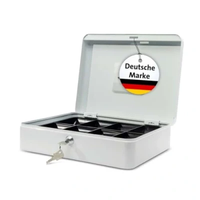 Abbildung von MAUL Geldkassette aus Stahl 30x24x8,7cm abschließbar Münzgeld Einsatz herausnehmbar Kasse mit 2 Schlüsseln Ideal als Spardose, Geldtasche, Tresor, groß Weiß