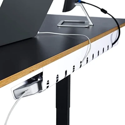 Abbildung von PAMO Kabelkanal Schreibtisch 2er Set zur einfachen Montage untertisch I inkl. 10x Klett Kabelbinder und Kabel Clips Organizer für Büro/Home Office Tisch