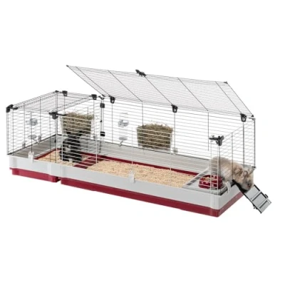 Abbildung von Ferplast Meerschweinchen Käfig Hasenkäfig Kaninchenkäfig Häuschen und Zubehör Inklusive Viel Platz für Kaninchen Öffnenden &amp; Modular 162 x 60 h 50 cm Krolik, 160