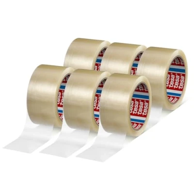 Abbildung von tesapack 4280 PP Paketband im 6er Pack Universal Klebeband zum Verpacken von Paketen und Kartons transparent 6 Rollen je 66 m x 50 mm