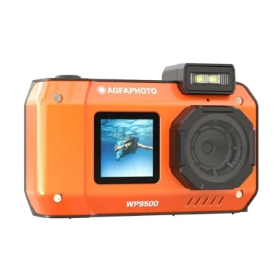 Abbildung von AgfaPhoto Realishot WP9500 wasserdichte Digitalkamera, 7m Wasserdicht, 24 MP, 18X Zoom, 4K Video, Doppelbildschirm 2,9/1,4 Orange
