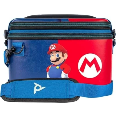 Abbildung von PDP Gaming Offiziell Lizenziert Switch Pull N Go Travel Case Mario Semi Hardshell PRotection PRotective PU Leather Holds 14 Games and Controller Works mit OLED Lite
