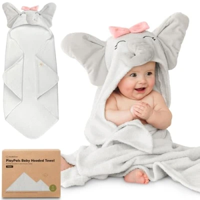 Abbildung von KeaBabies Bio Kapuzenhandtuch Baby für Mädchen, Jungen Weich, Absorbierend, 100% Baumwolle Babyhandtuch mit Kapuze Neugeborene, Große Kapuzen Badetuch Babys, Kinder, Kleinkind (Ella)